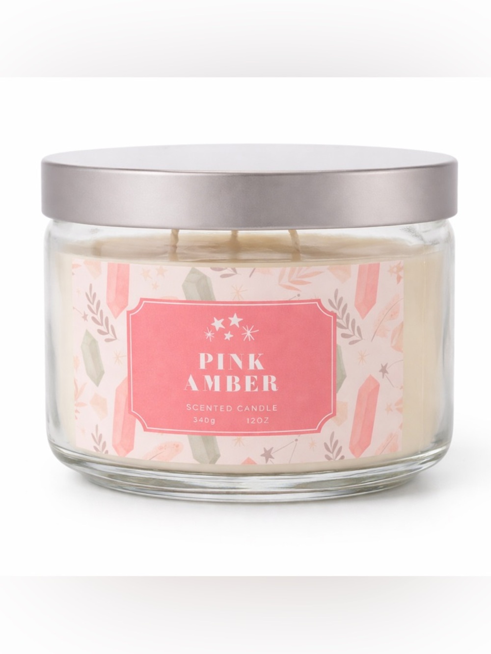 12oz Candle Pink Amber Scented